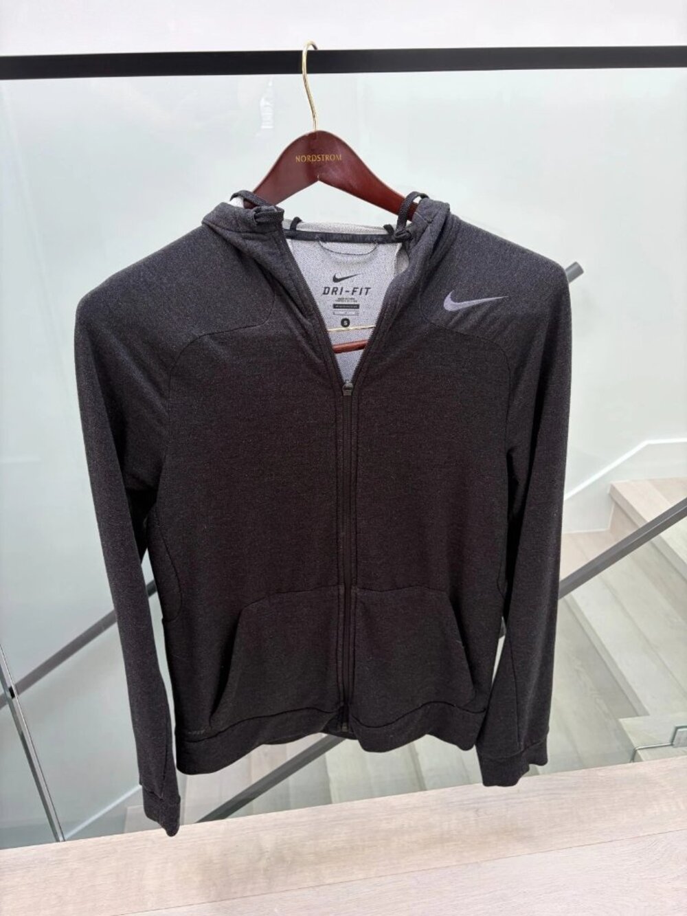Nike Dri-FIT Full Zip Hoodie Small Dark Gray Hooded Sweatshirt